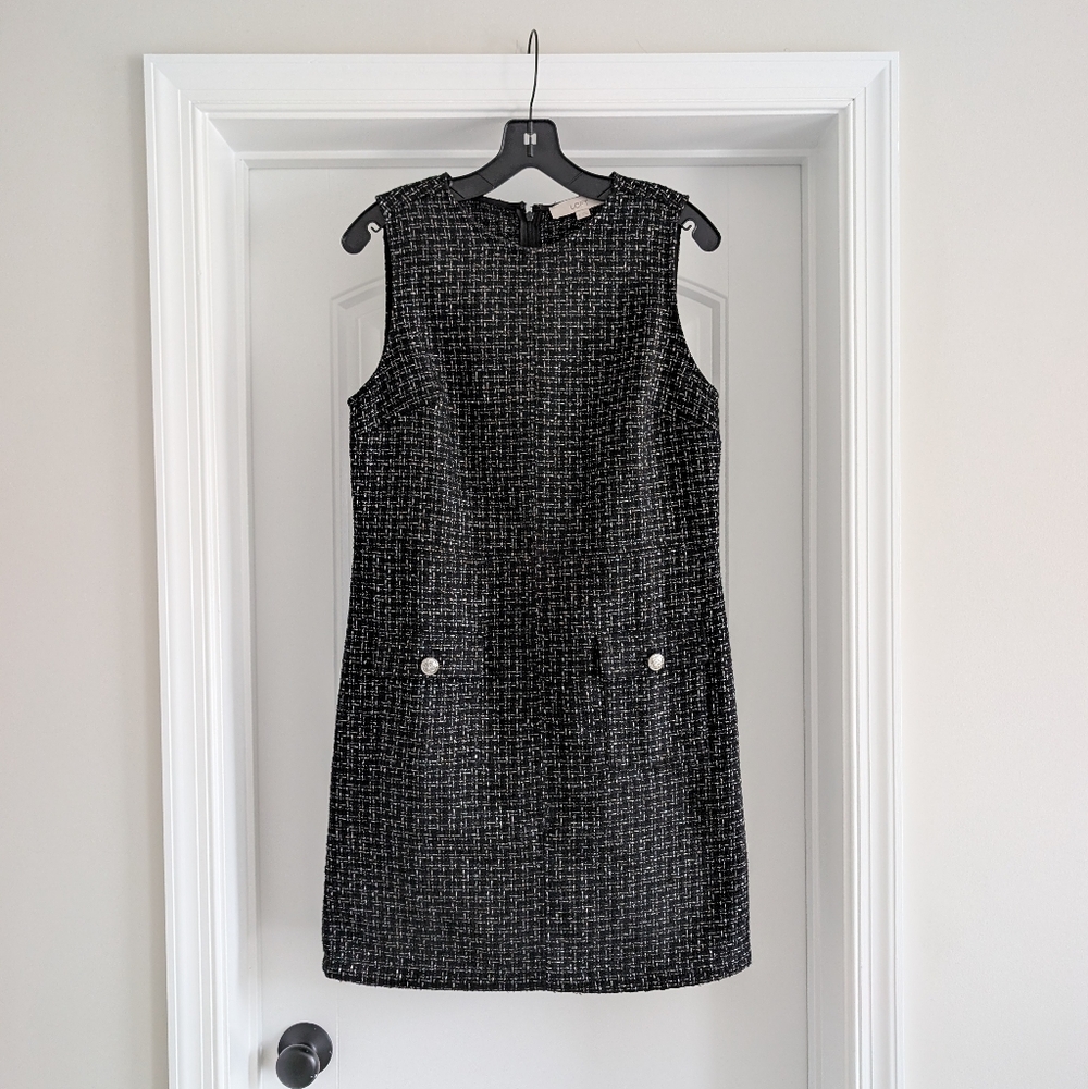 LOFT | Metallic Tweed Button Pocket Dress